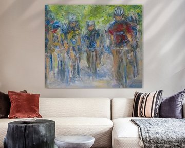 Tour de France expressionistisch schilderij olieverf van Paul Nieuwendijk