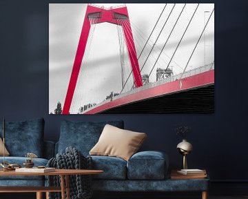 Willemsbrug in Rotterdam in rood accent van Eugenlens
