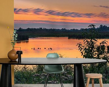 Zonsondergang in de Onlanden, Groningen