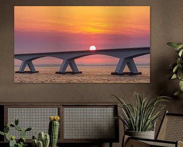 Sunrise at the Zeelandbrug bridge, Zeeland, Netherlands