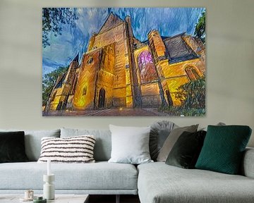 Peinture numérique Grote Sint-Laurenskerk Alkmaar sur Photo Henk van Dijk