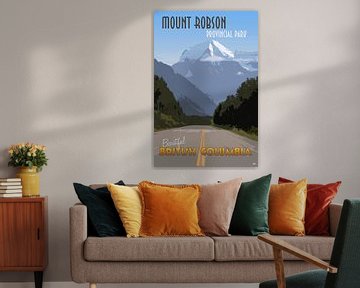 Mount Robson Canadian Rocky Mountains vintage tourism poster van Joost Winkens