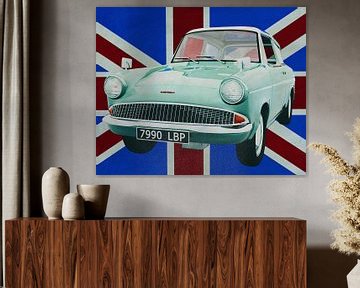 Ford Anglia in front of the Union Jack by Jan Keteleer