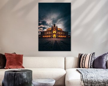 The Semperoper in Dresden at the blue hour and illuminated by Fotos by Jan Wehnert