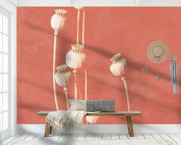 Poppy, botanical print coral pink by Joske Kempink