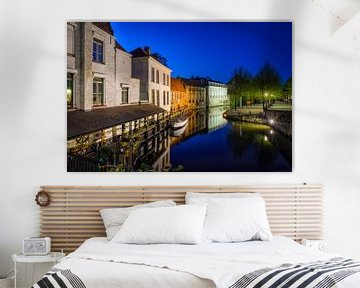 Dijver canal in Bruges at night by Johan Vanbockryck