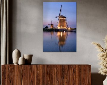 Moulins à vent illuminés à Kinderdijk sur Sander Groenendijk