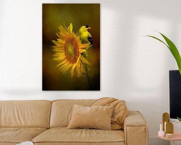 Goldspeiseeis auf Sonnenblume von Diana van Tankeren