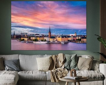 Cityscape van Stockholm tijdens zonsondergang van Tim Vrijlandt