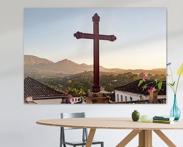 Holy cross on mountaintop, Brazil by Frank Alberti