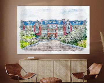 Grand Hotel Ter Duin in Burgh-Haamstede (aquarel) van Art by Jeronimo