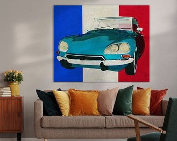 Citroen DS met Franse vlag van Jan Keteleer (JanKé): Een reis voorbij het canvas