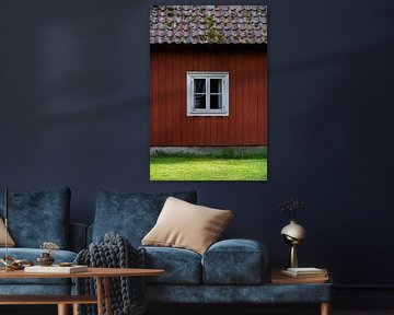 Typisch zweeds rood houten huis van Axel Weidner