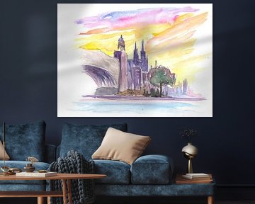 Zonsondergang in Keulen met kathedraal en brug