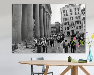 rome, panthéon, peuple, vacances, noir et blanc