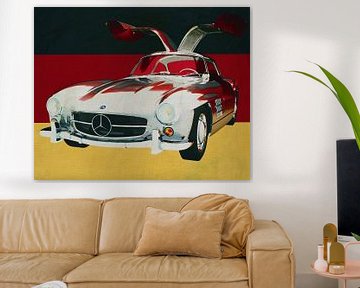 Mercedes 300SL Gullwings from 1965 in front of German flag by Jan Keteleer