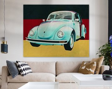 Volkswagen Beetle Sedan de 1972 devant le drapeau allemand