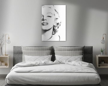 Marilyn Monroe Hochglanzporträt Schwarz-Weiß von Art By Dominic