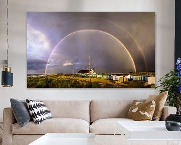 Rainbow on Wassenaar beach and dunes by Jelmer Laernoes