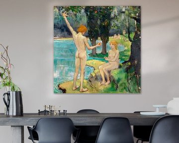 Adam en Eva (Paradijs), LUDWIG VON HOFMANN, ca 1895-1900 van Atelier Liesjes