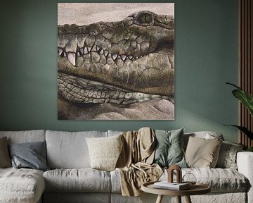 Krokodil schilderij van Russell Hinckley
