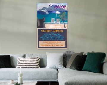 Western Caribbean Cruise Retro Travel Poster