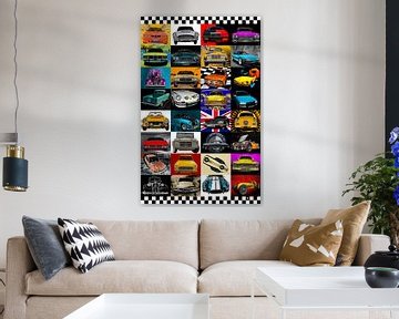 Vintage car poster with 32 classic cars by aRi F. Huber