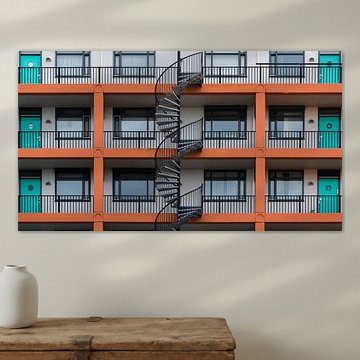 Raster van kleurrijke galerijflat