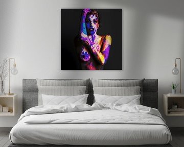 Lady Gaga Akt Bodypaint ARTPOP Digital Art in Blau, Pink, Gelb von Art By Dominic