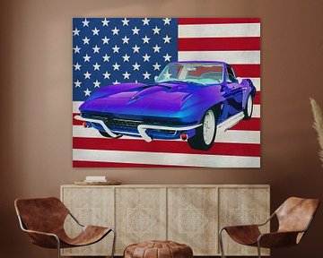 Chevrolet Corvette Stingray 427 1967 mit Flagge der U.S.A.