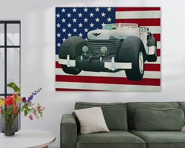 Cord 812 Lone Runner Concept 1936 mit der Flagge der U.S.A. von Jan Keteleer