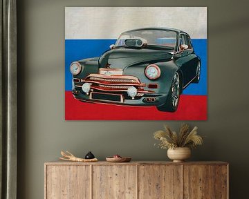 GAZ M20V 1946 met vlag van Rusland