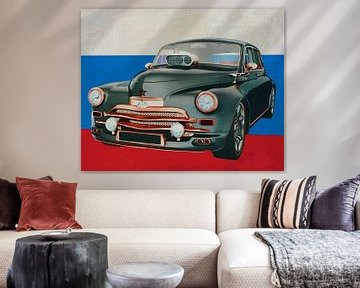 GAZ M20V 1946 avec le drapeau de la Russie
