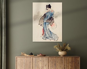 Japanse vrouw in kimono, Katsushika Hokusai