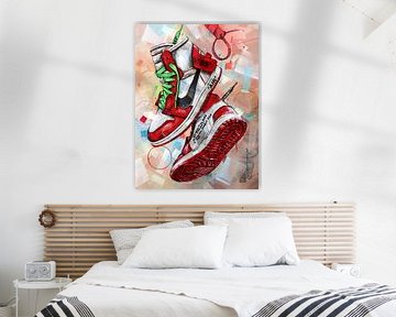 Nike air Jordan 1 Chicago Off White schilderij (rood)