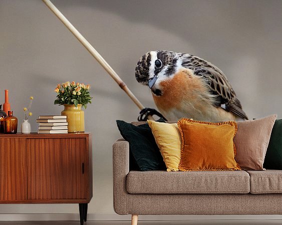 Voorbeeld van het werk in een kamer