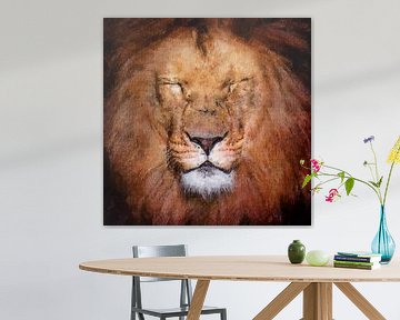 Portret van een prachtige leeuwenkop (kunst) van Art by Jeronimo