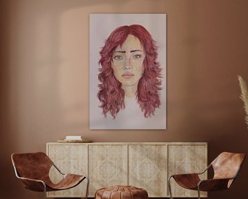 Portrait d'une jeune fille aux cheveux roses