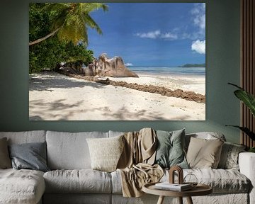 Strand Anse Source D'Argent op het Seychelse eiland La Digue van Reiner Conrad