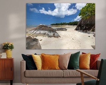Strand op het Seychelse eiland La Digue van Reiner Conrad