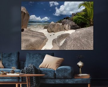 Strand op het Seychelse eiland La Digue van Reiner Conrad