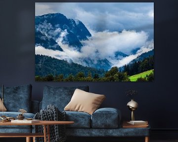 Paysage avec montagnes et arbres dans le Berchtesgadener Land sur Rico Ködder