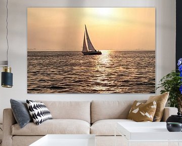 Sailing on the IJsselmeer with sunset in the Netherlands by Eye on You