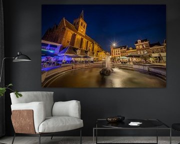 The Hof in Amersfoort in the evening with the Sint-Joriskerk in the background. by Claudio Duarte