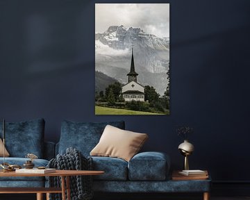 Kerk in Zwitserland (Kandersteg) van Jordy Brada