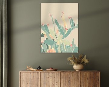 Illustratie van een cactusplant in zachte pastelkleuren van DeedyLicious