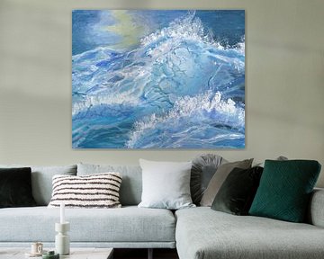Riesige blaue Wellen im Ozean mit Gischt von Markus Bleichner