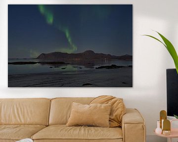 Aurora Borealis met reflectie op de Lofoteneilanden van Kai Müller