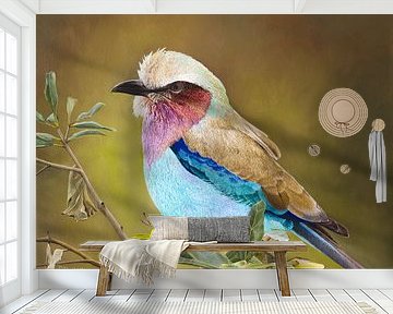 Vogel Lilac breasted roller schilderij van Russell Hinckley