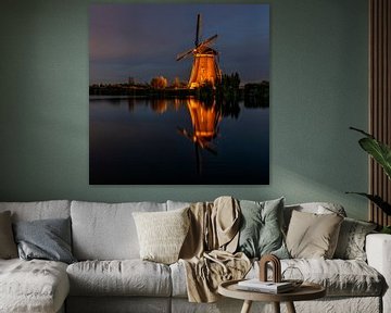 Illuminated windmill Kinderdijk